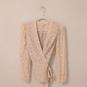 Deal! Marie Oliver Silk  Patterned Wrap Blouse - Size medium